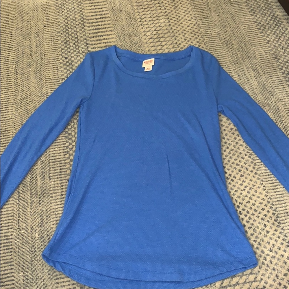 Long Sleeve Blue Ribbed Tee